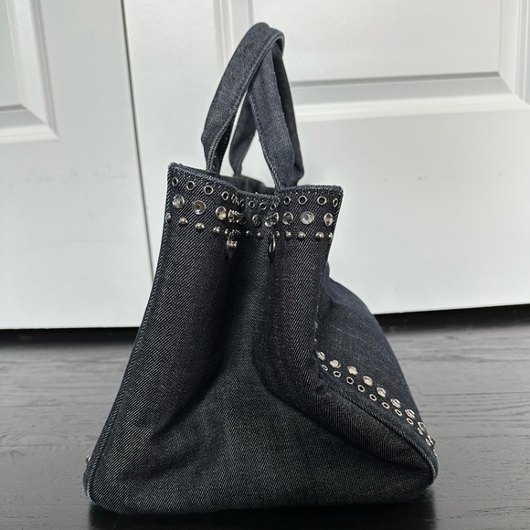 Prada Limited Edition Denim Studded Bag Tote Diaper Bag Beach - Picture 4 of 8